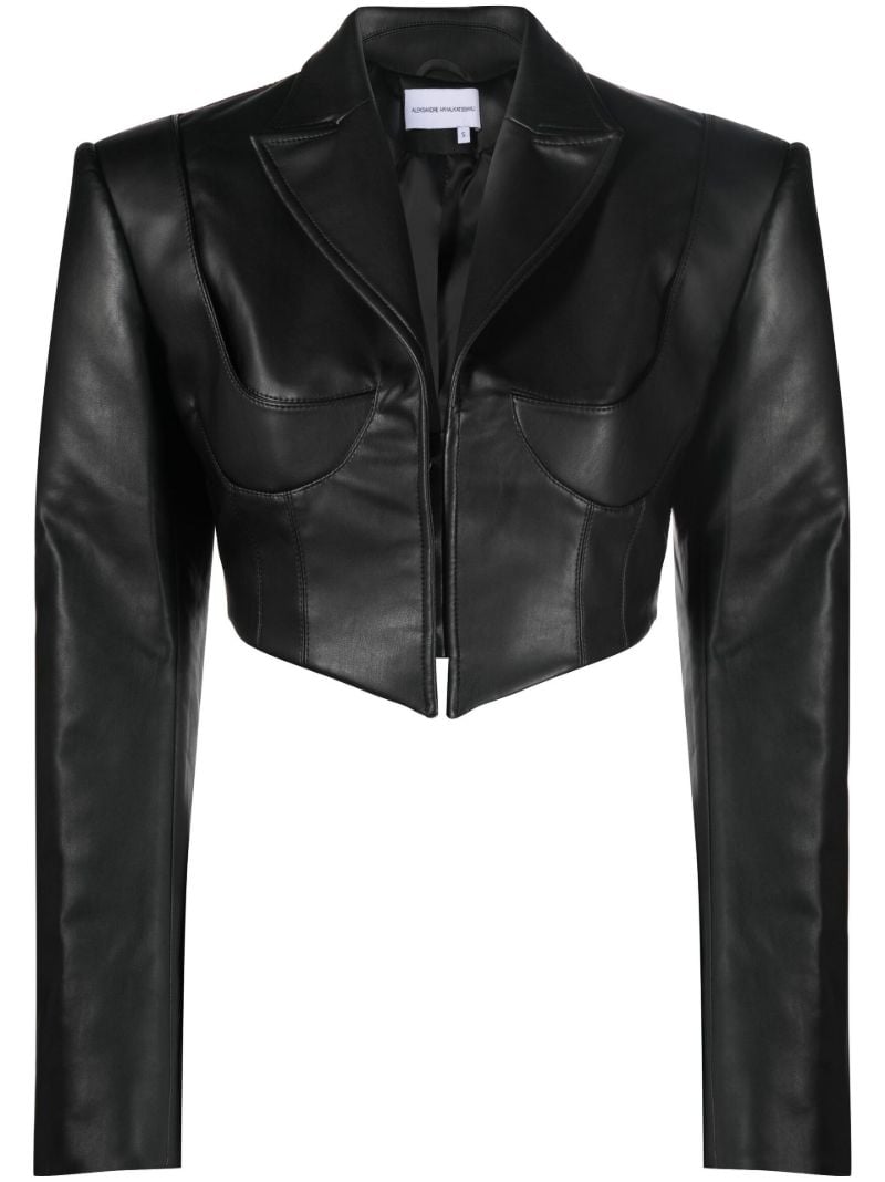Black Cropped Faux Leather Jacket