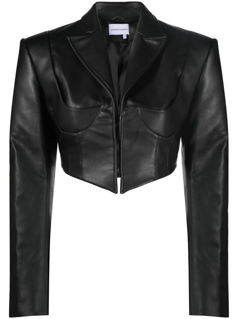 Black Cropped Faux Leather Jacket