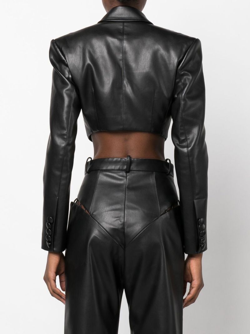 Black Cropped Faux Leather Jacket