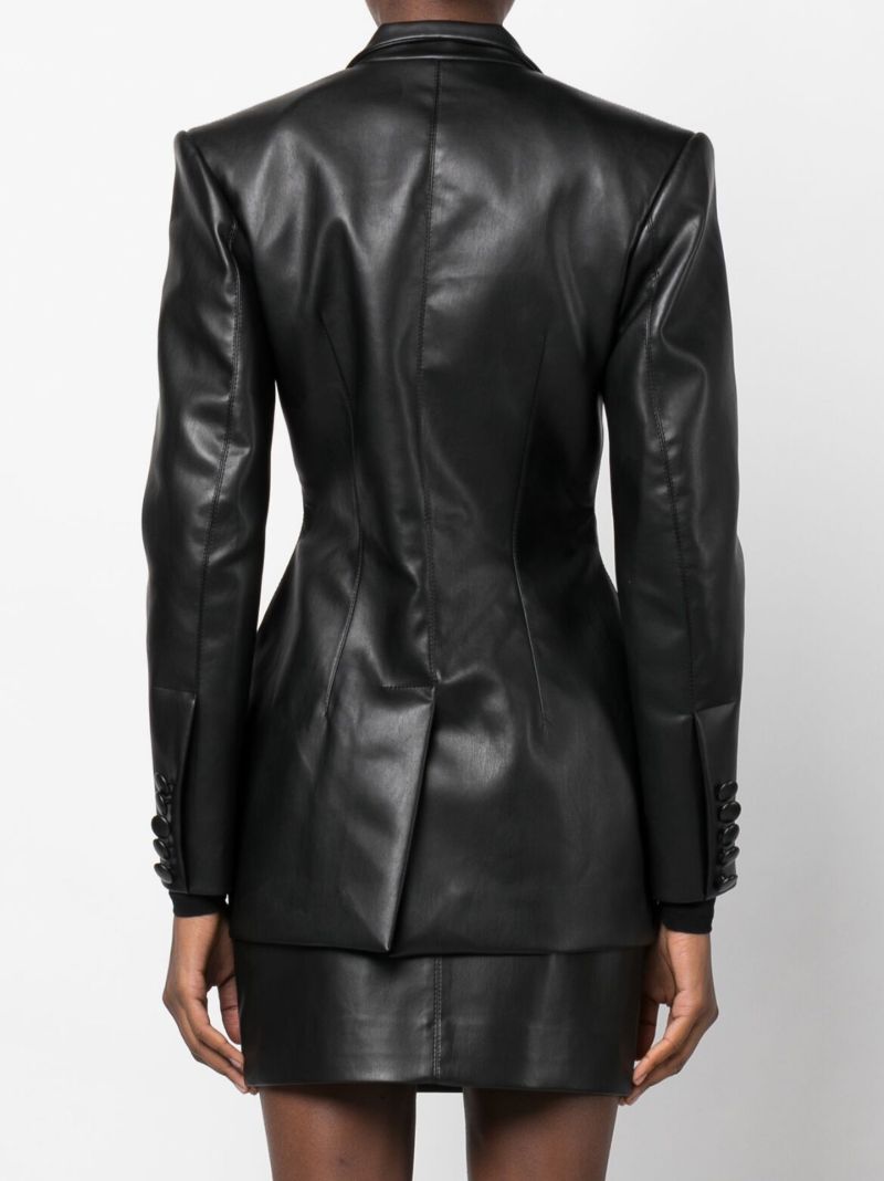 Black Faux Leather Blazer