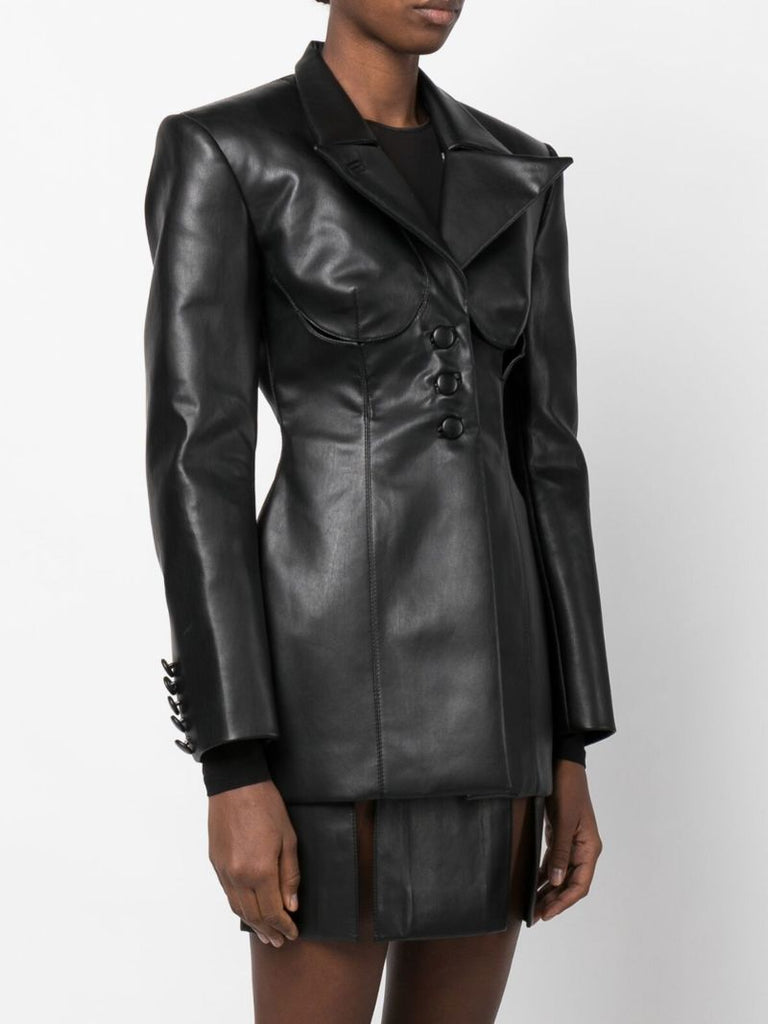 Black Faux Leather Blazer