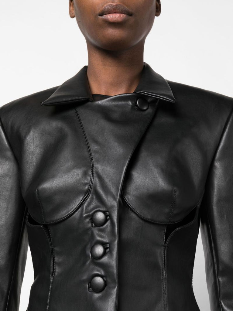 Black Faux Leather Blazer