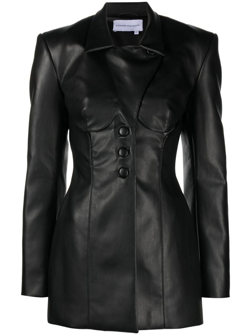 Black Faux Leather Blazer