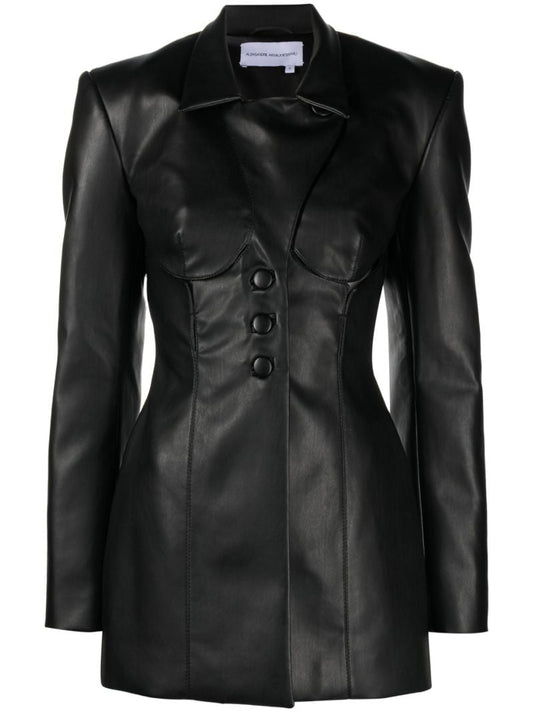 Black Faux Leather Blazer