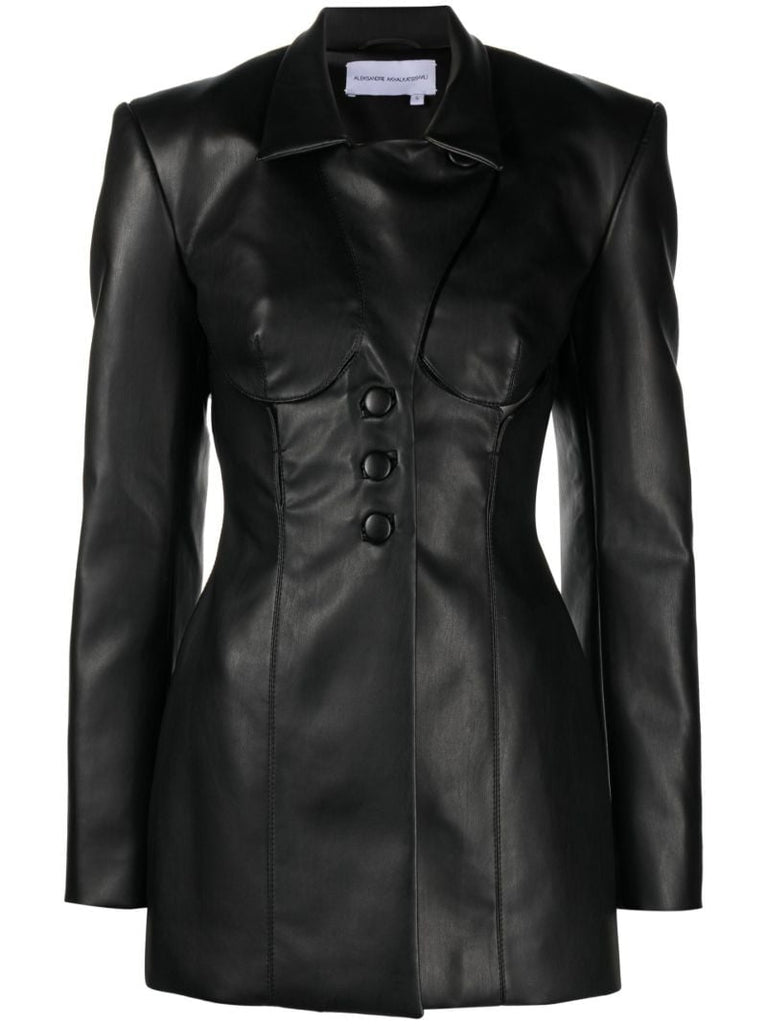 Black Faux Leather Blazer