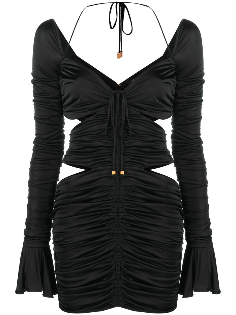 Black Ruched Jersey Mini Dress