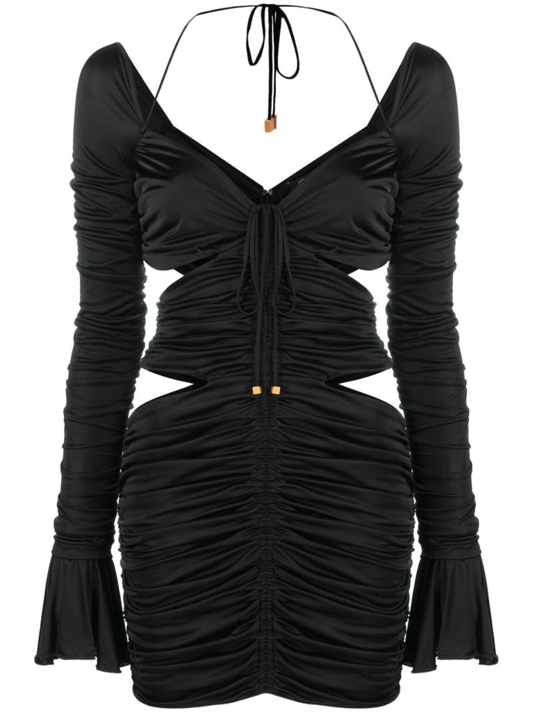 Black Ruched Jersey Mini Dress