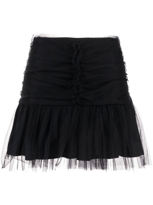 Black Clio Ruffled Mini Skirt