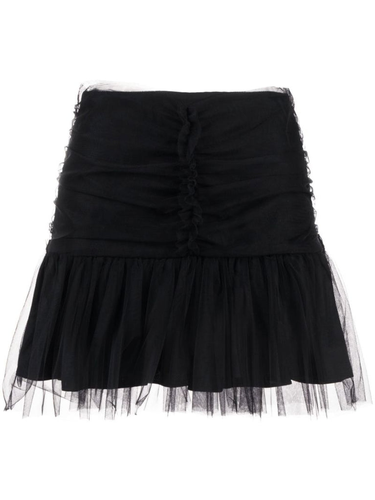 Black Clio Ruffled Mini Skirt