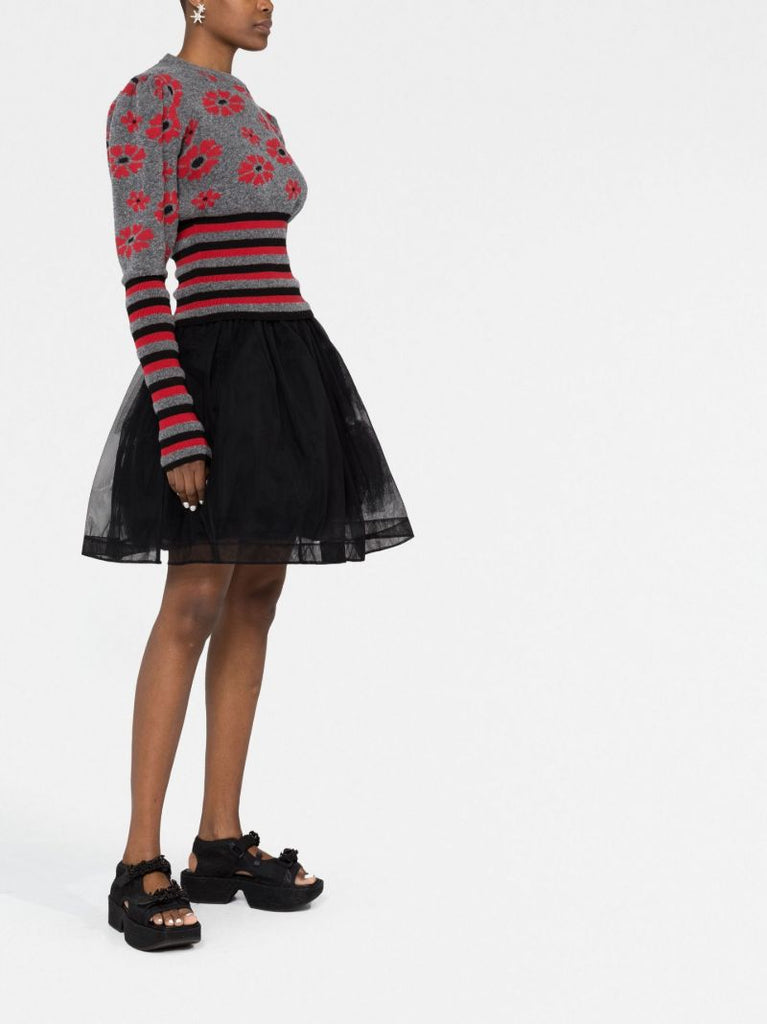 Grey Becca Floral-intarsia Sweater