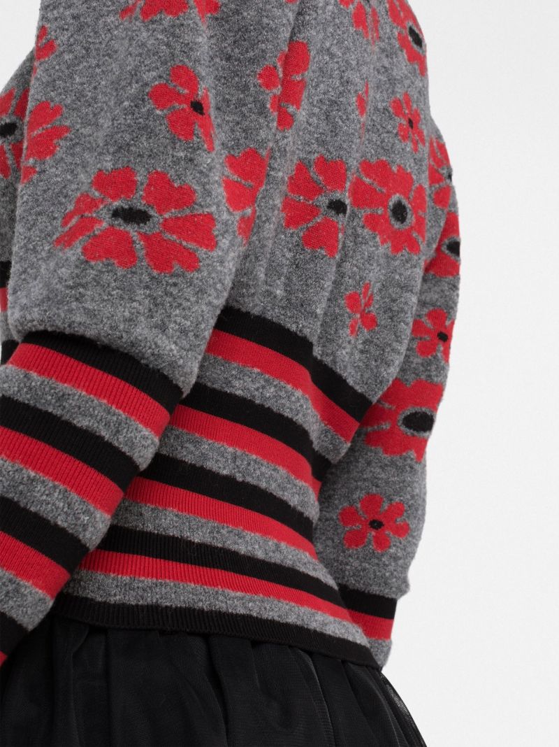 Grey Becca Floral-intarsia Sweater