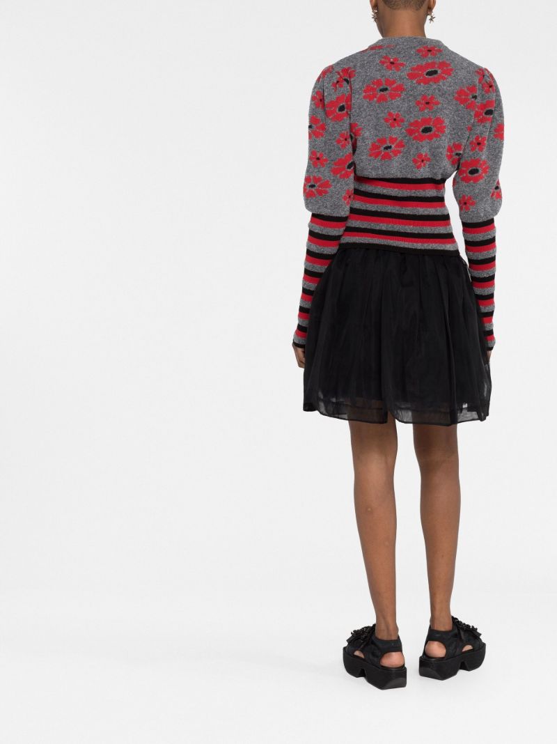 Grey Becca Floral-intarsia Sweater