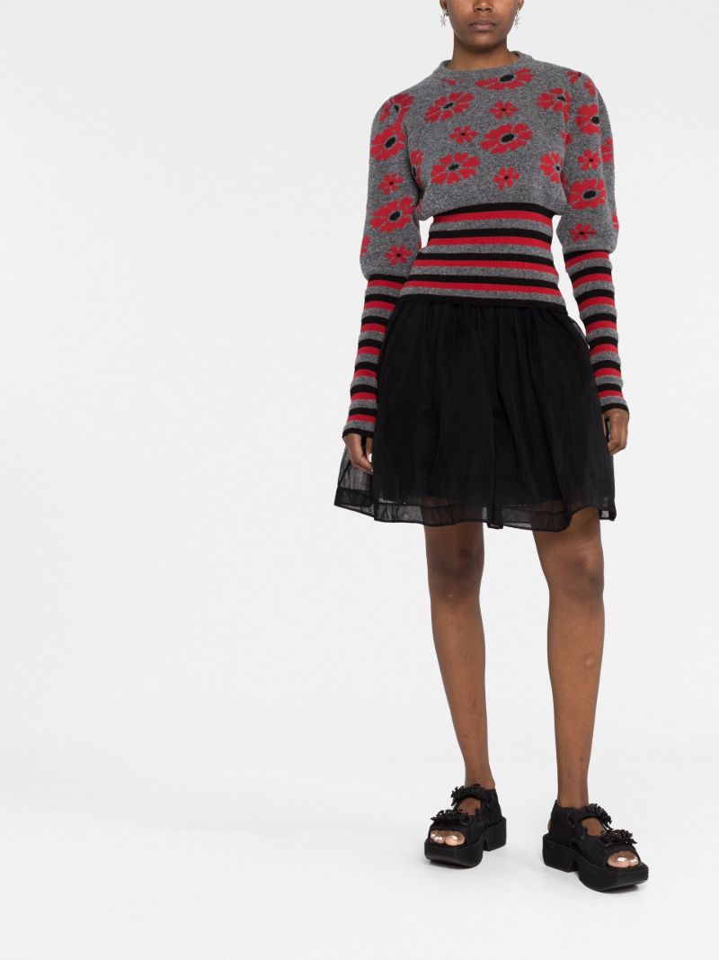 Grey Becca Floral-intarsia Sweater