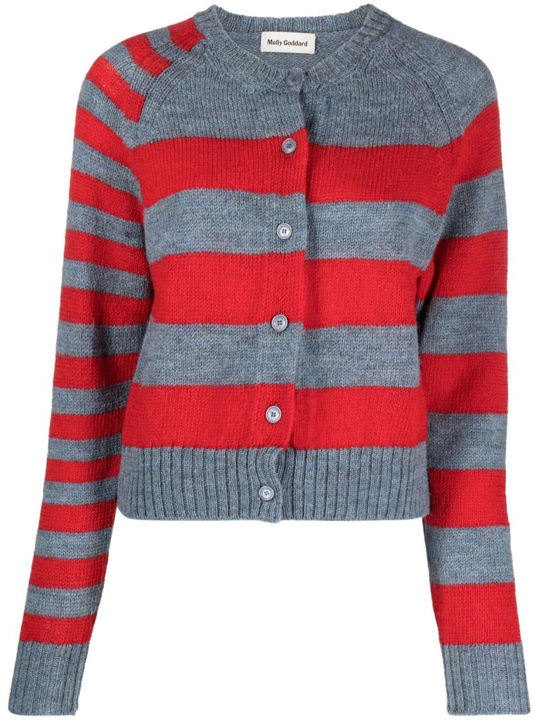 Red Wool Striped Cardigan