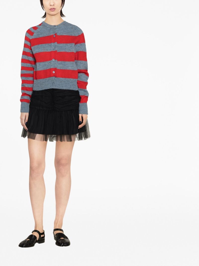 Red Wool Striped Cardigan
