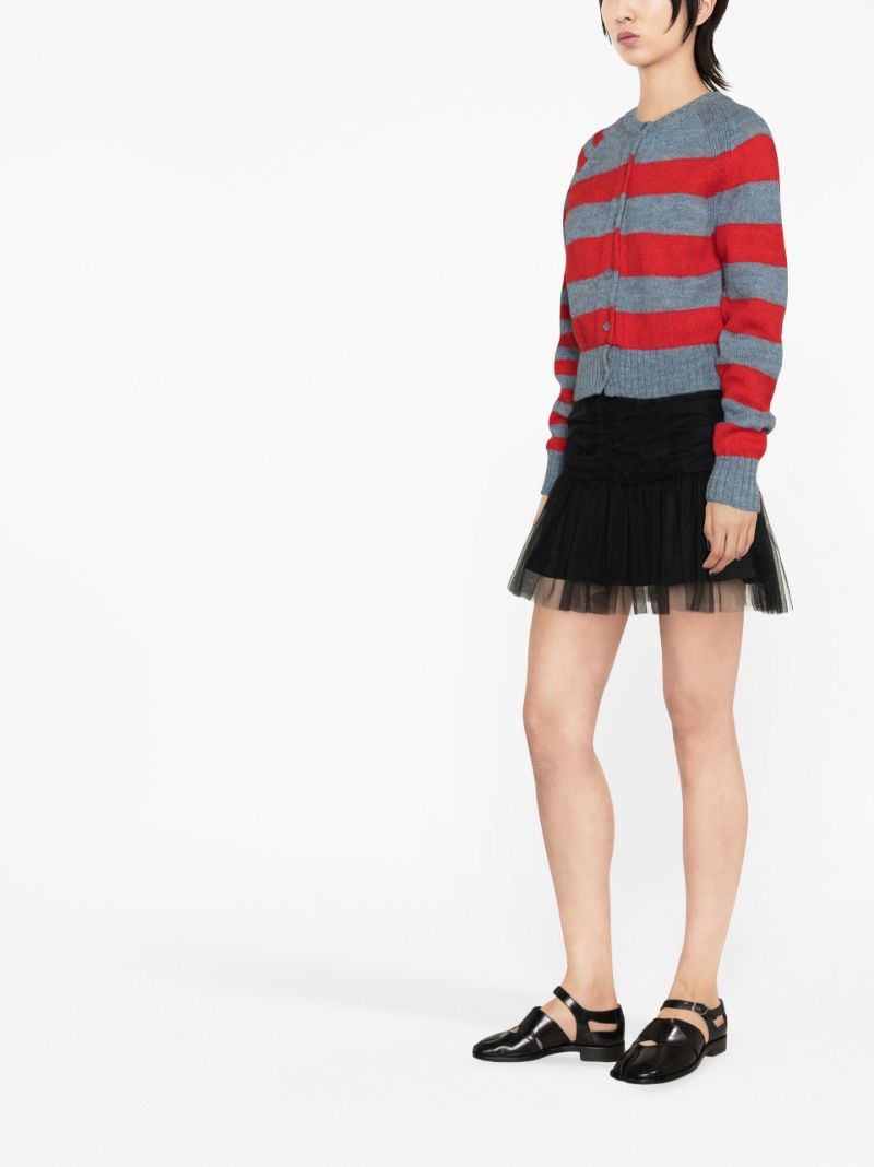 Red Wool Striped Cardigan