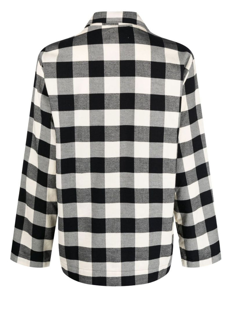 Black Gingham Print Organic Cotton Pyjama Shirt