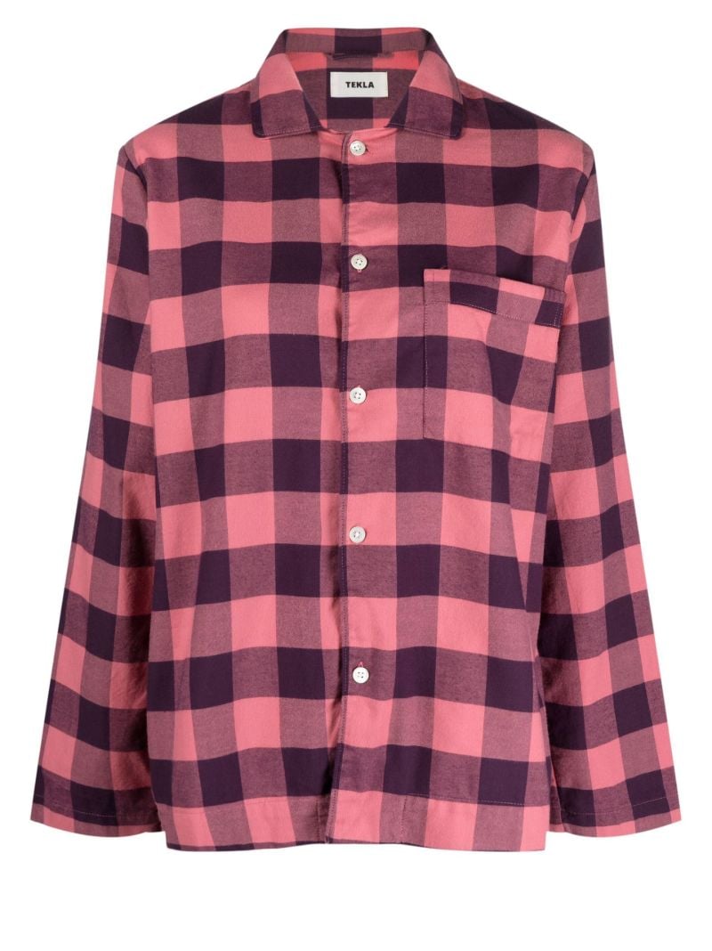 Pink Gingham Print Pyjama Shirt