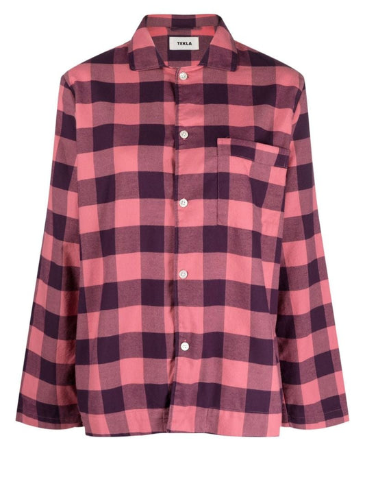 Pink Gingham Print Pyjama Shirt