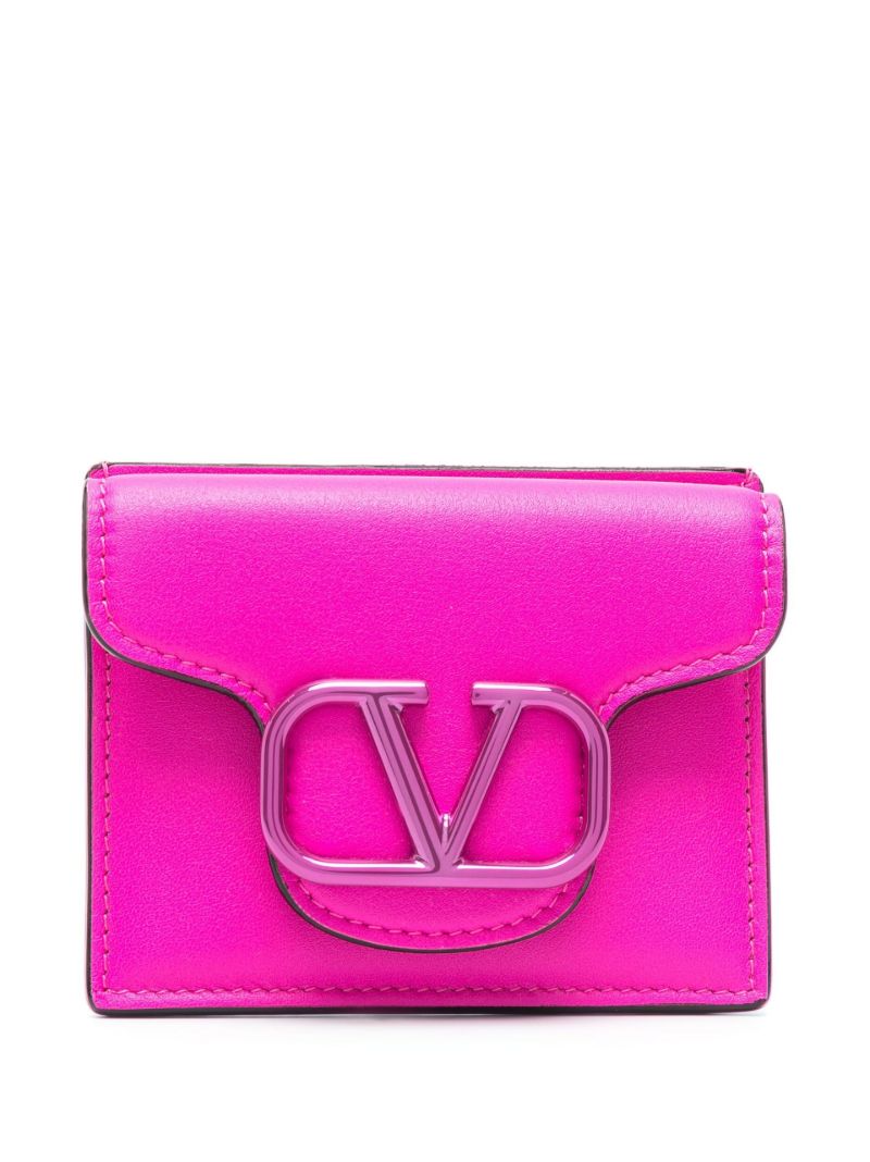 Pink Vlogo Leather Card Holder