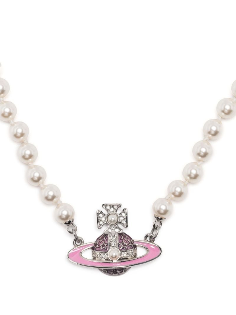 White Crystal Orb Faux Pearl Necklace