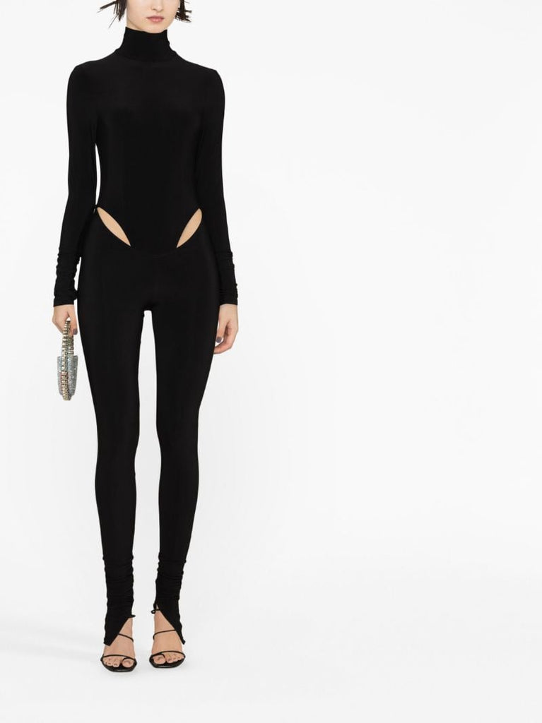 Black Cut-out High-neck Jumpsuit