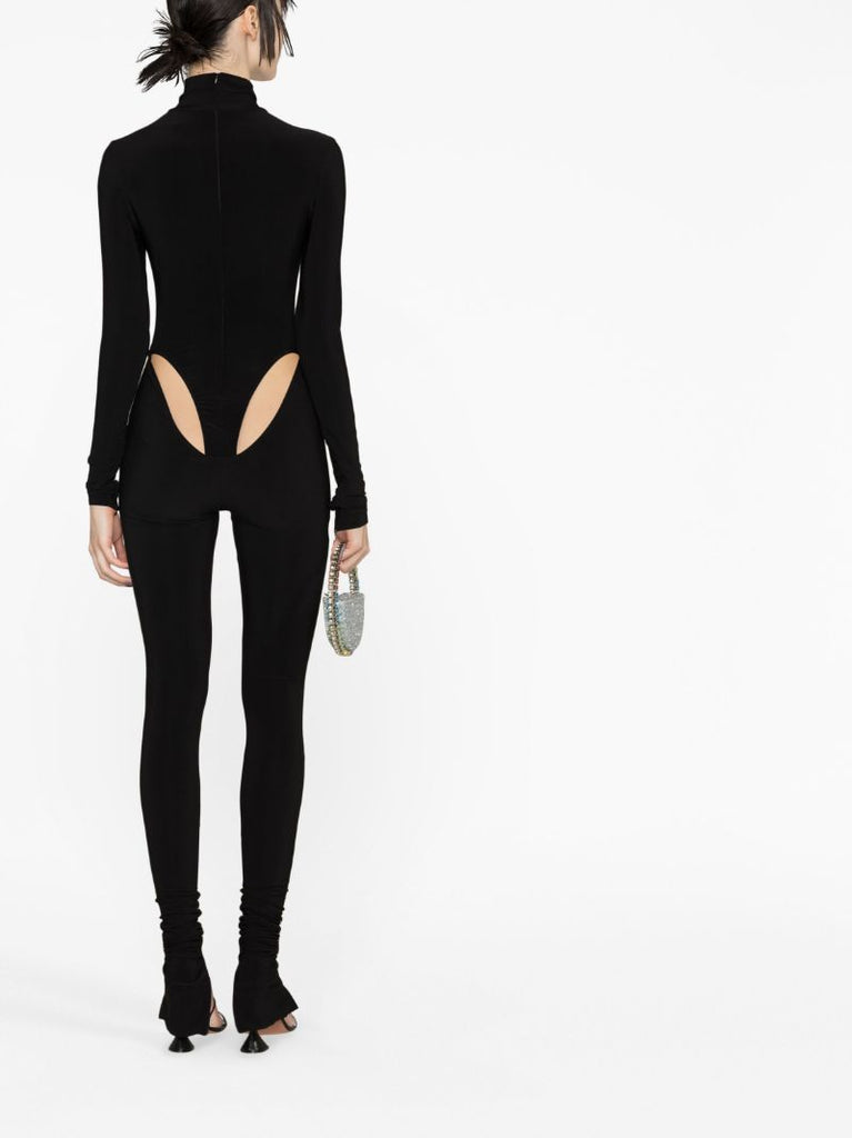 Black Cut-out High-neck Jumpsuit