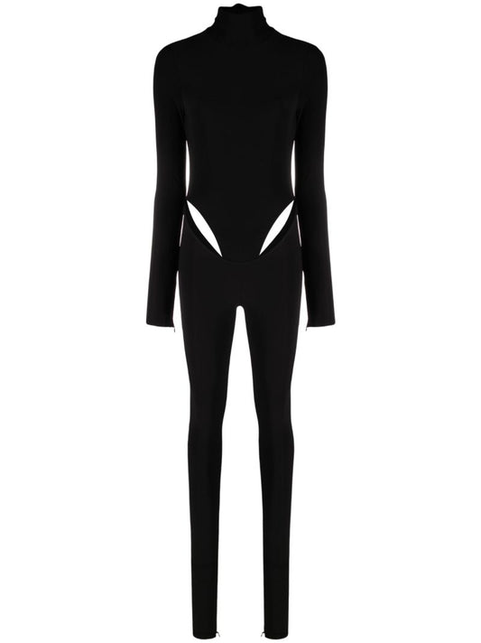Black Cut-out High-neck Jumpsuit