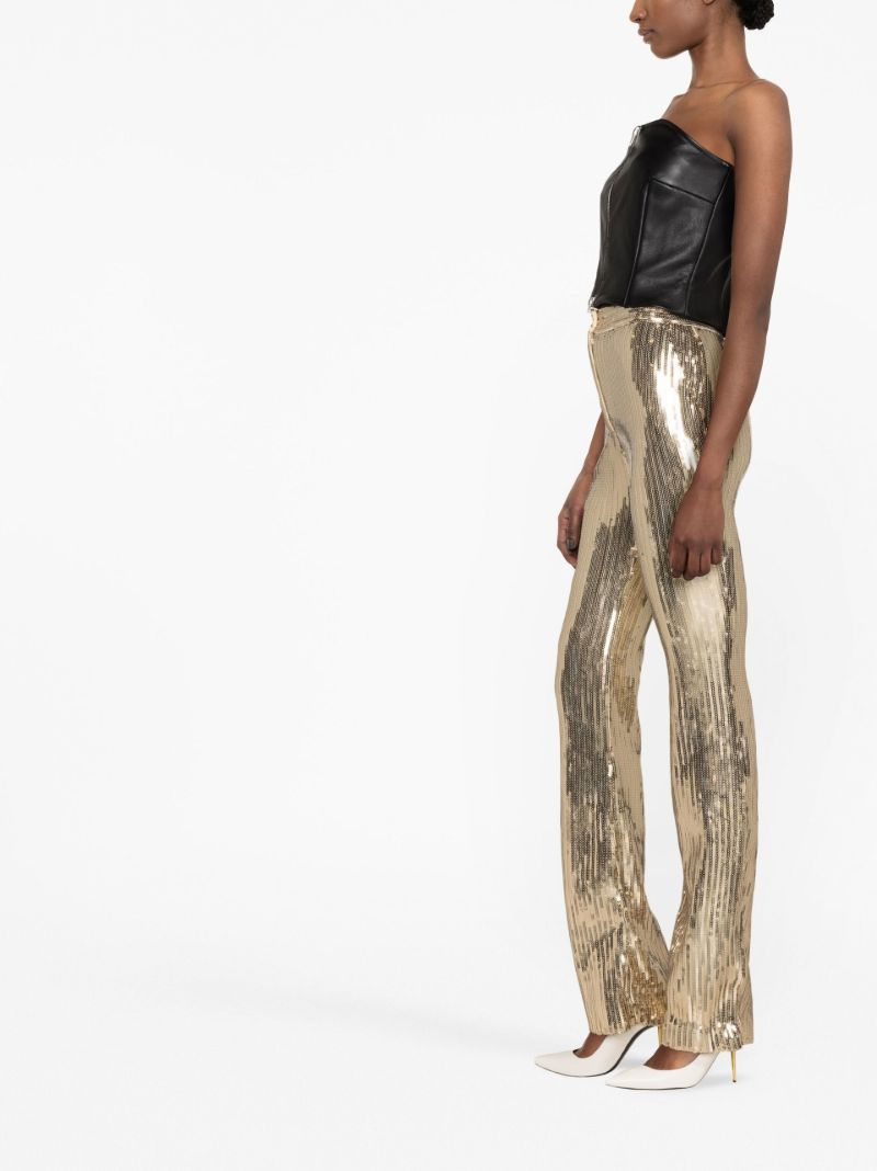 Gold Sequinned High-waisted Trousers