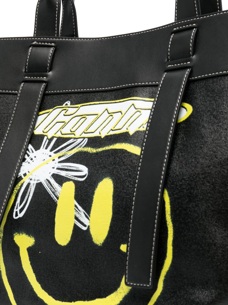 Black Smiley Logo Canvas Tote Bag