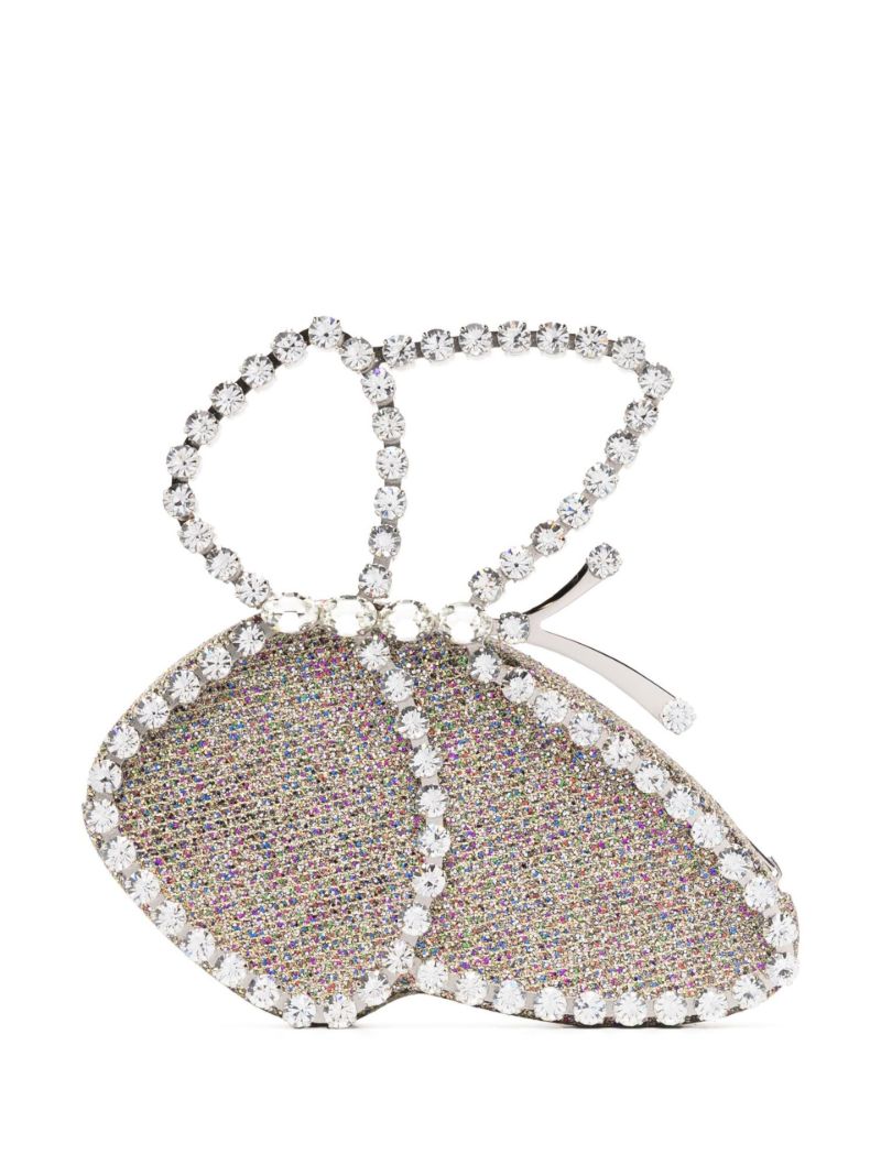 Silver-tone Butterfly Crystal Clutch Bag