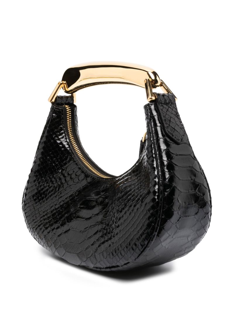 Black Snake-effect Leather Shoulder Bag