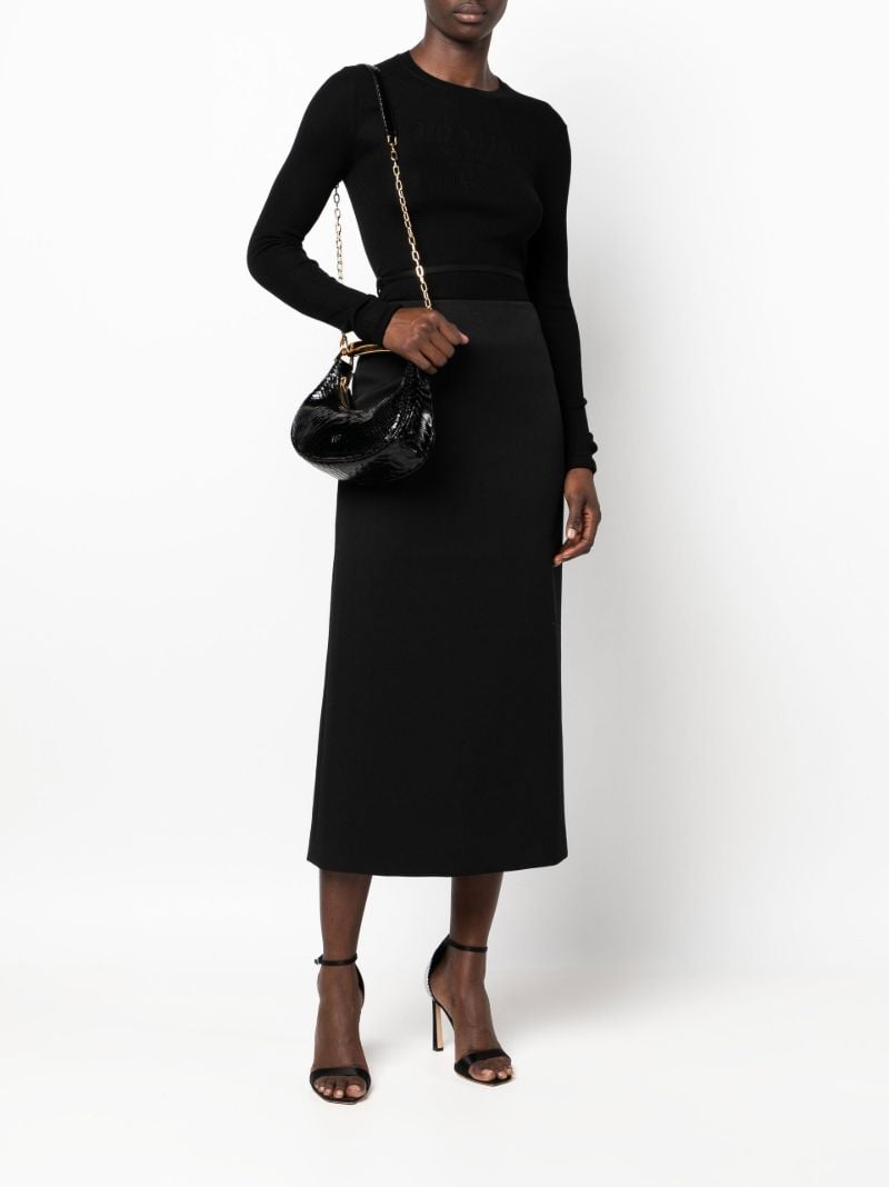 Black Snake-effect Leather Shoulder Bag