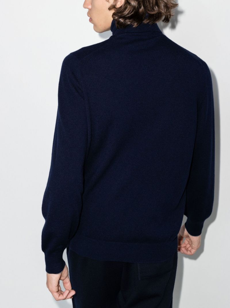 Blue Turtleneck Cashmere Sweater