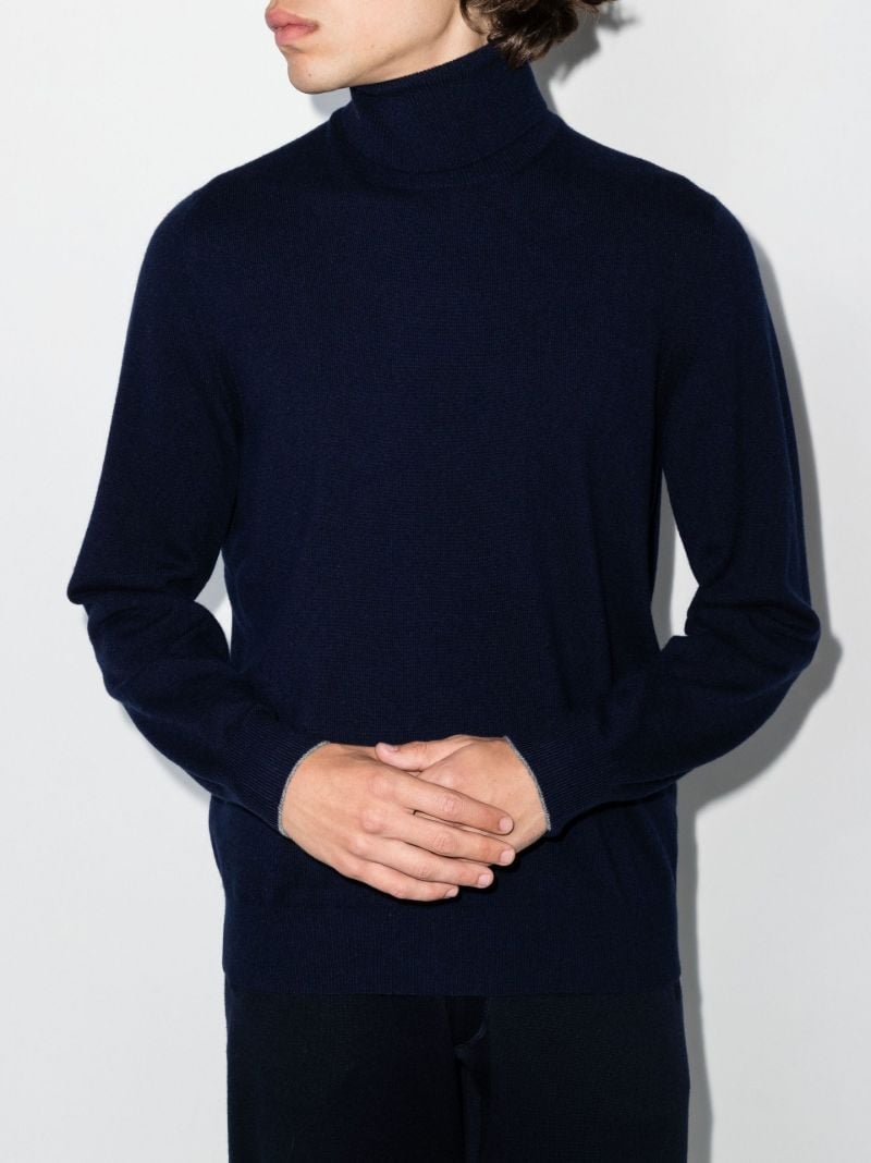 Blue Turtleneck Cashmere Sweater