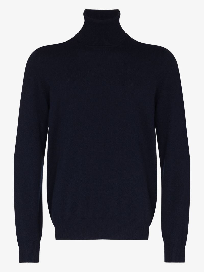 Blue Turtleneck Cashmere Sweater
