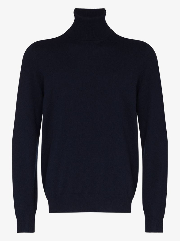 Blue Turtleneck Cashmere Sweater