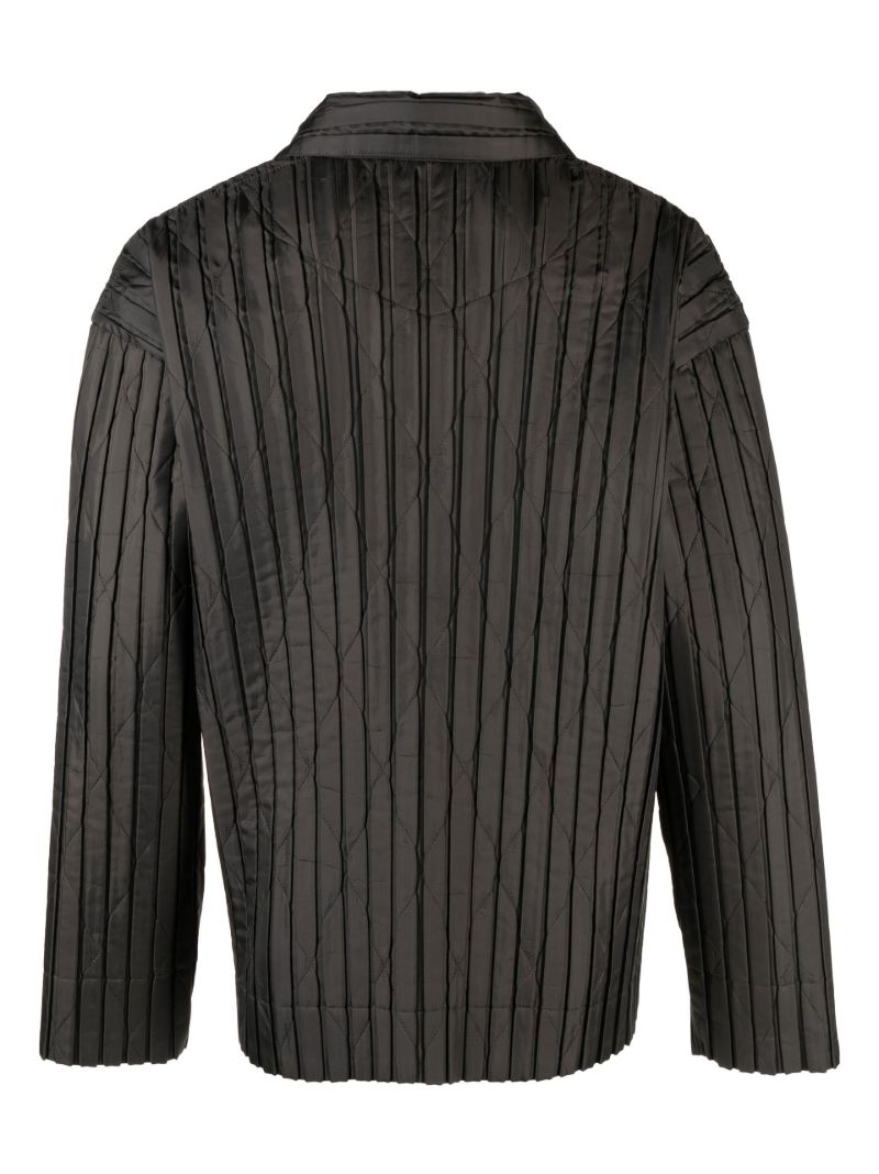 Grey Pleated Padded Shirt Jacket