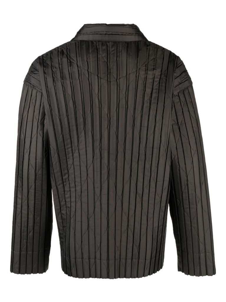 Grey Pleated Padded Shirt Jacket