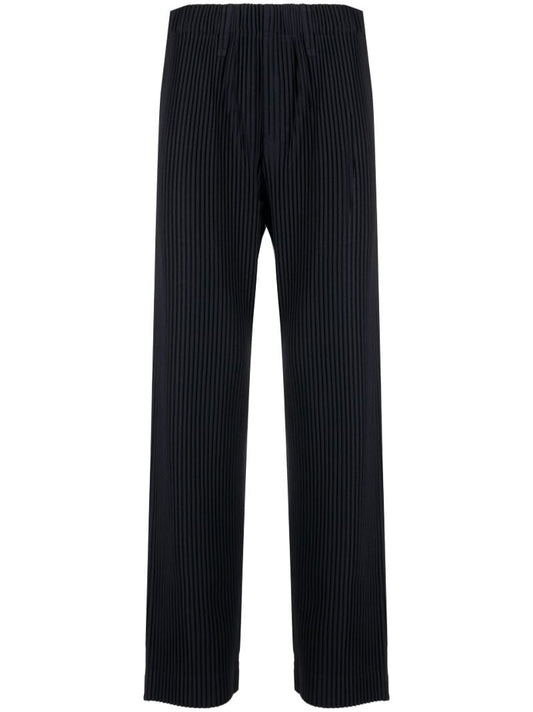 Blue Basics PlissÃ_x0083_Â© Straight Leg Trousers
