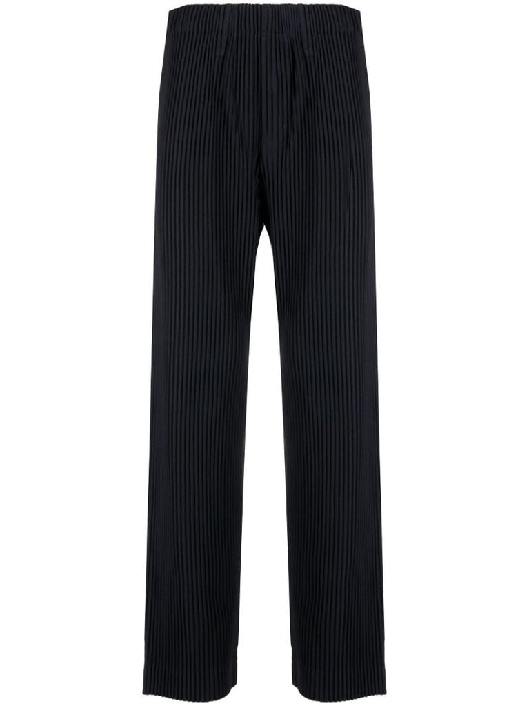 Blue Basics PlissÃ_x0083_Â© Straight Leg Trousers