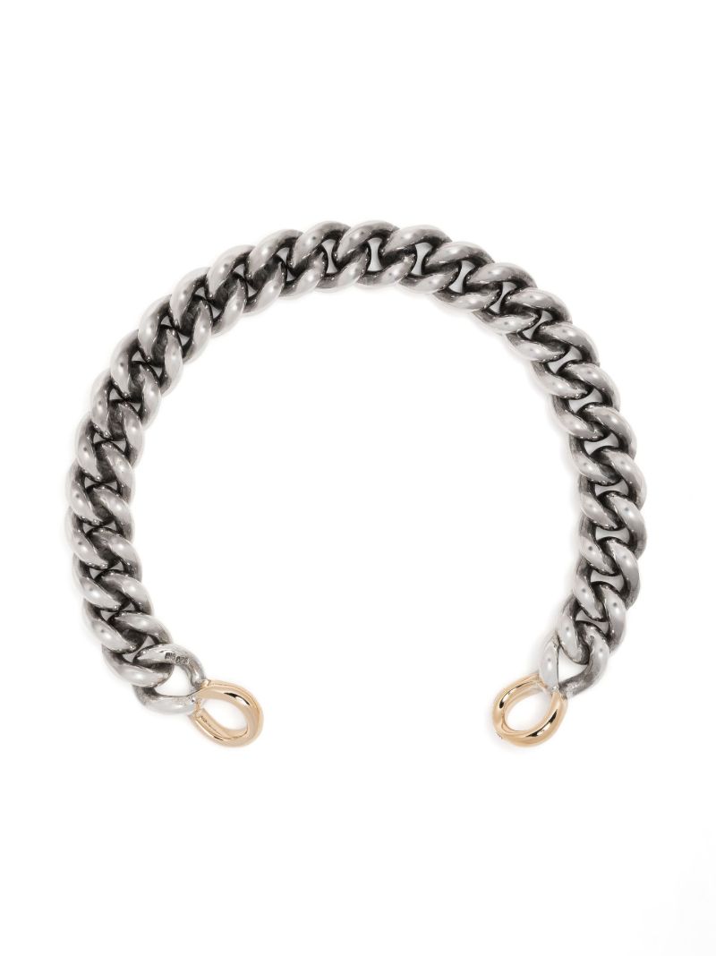 Sterling Silver and 14k Yellow Gold Minimega Curb Chain Bracelet