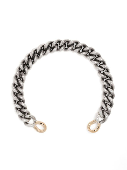 Sterling Silver and 14k Yellow Gold Minimega Curb Chain Bracelet