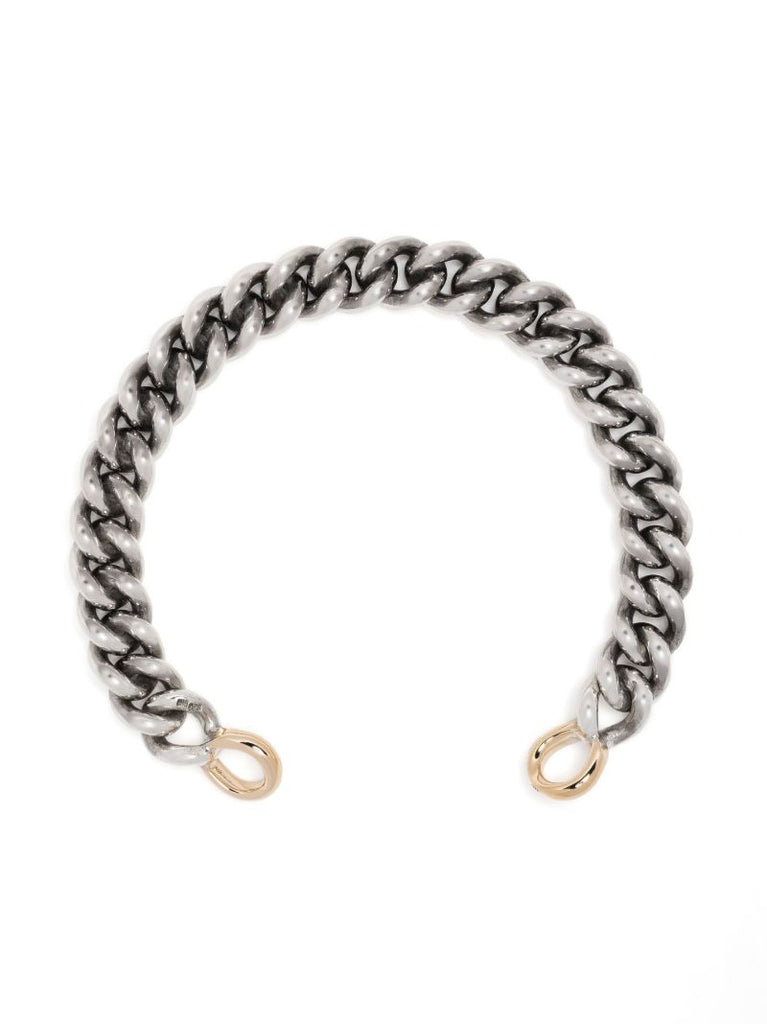 Sterling Silver and 14k Yellow Gold Minimega Curb Chain Bracelet