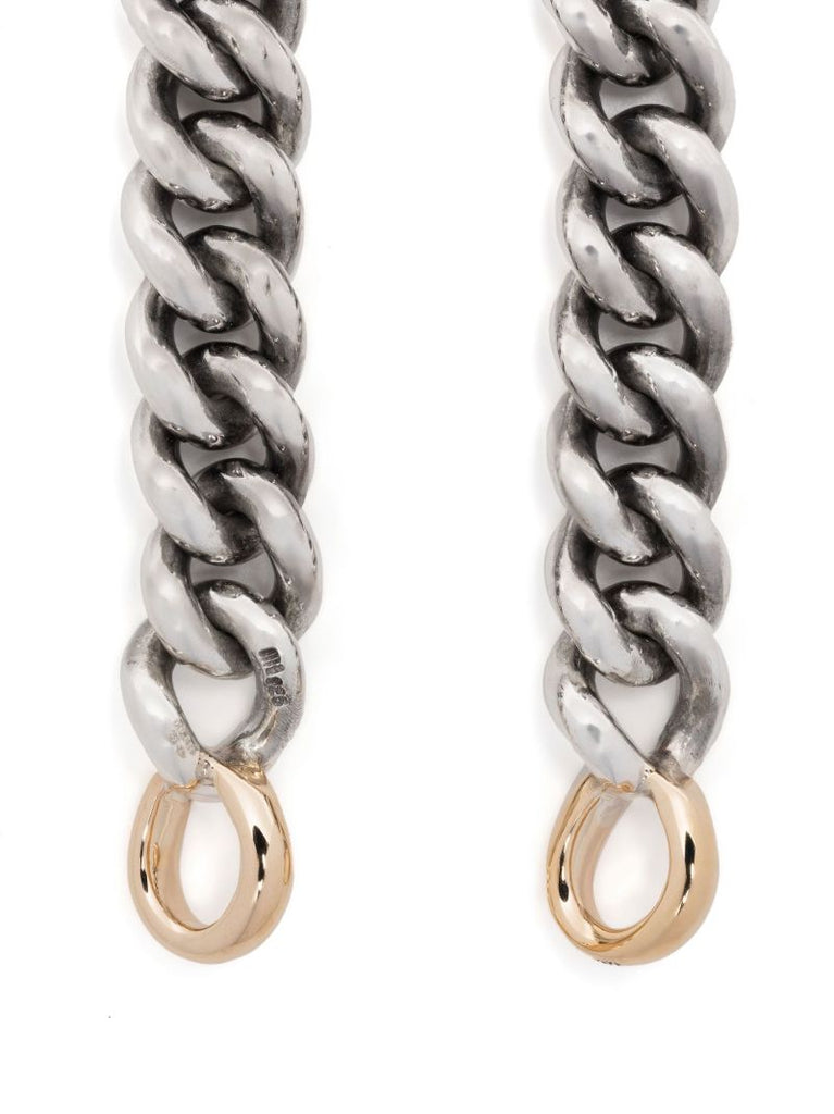 Sterling Silver and 14k Yellow Gold Minimega Curb Chain Bracelet