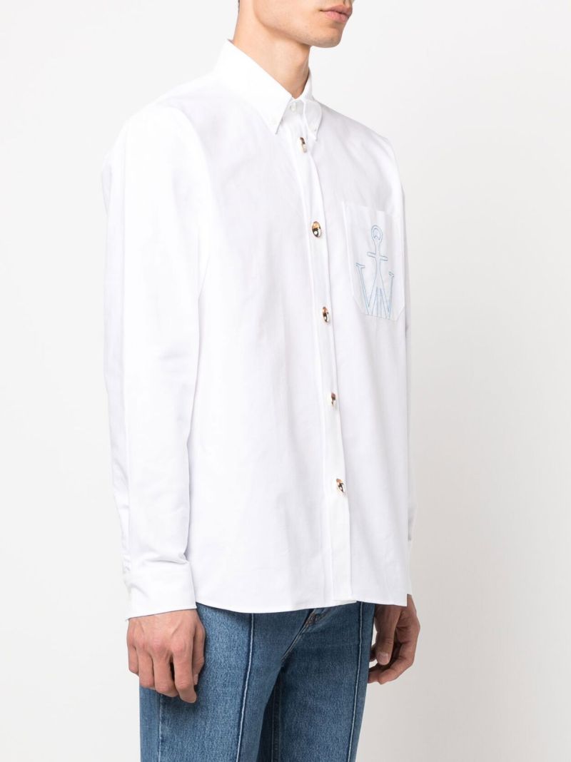 White Embroidered Cotton Shirt
