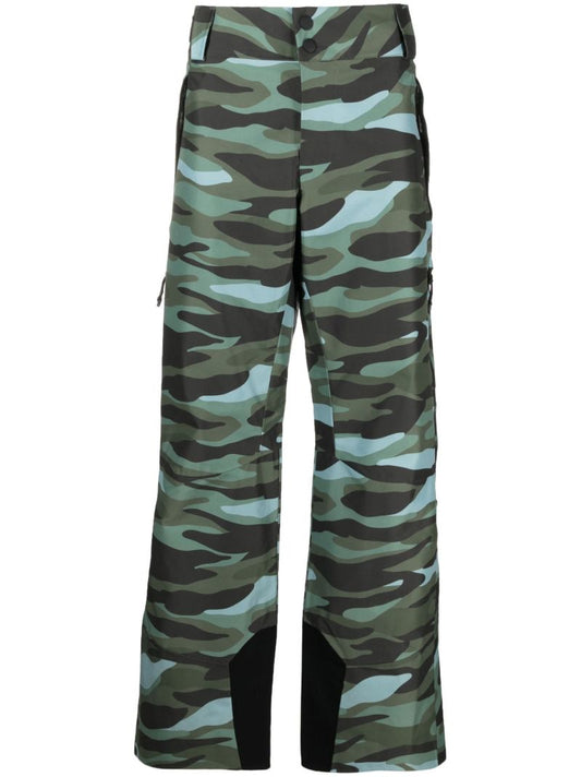 Green Sierra Camouflage Print Flared Ski Trousers
