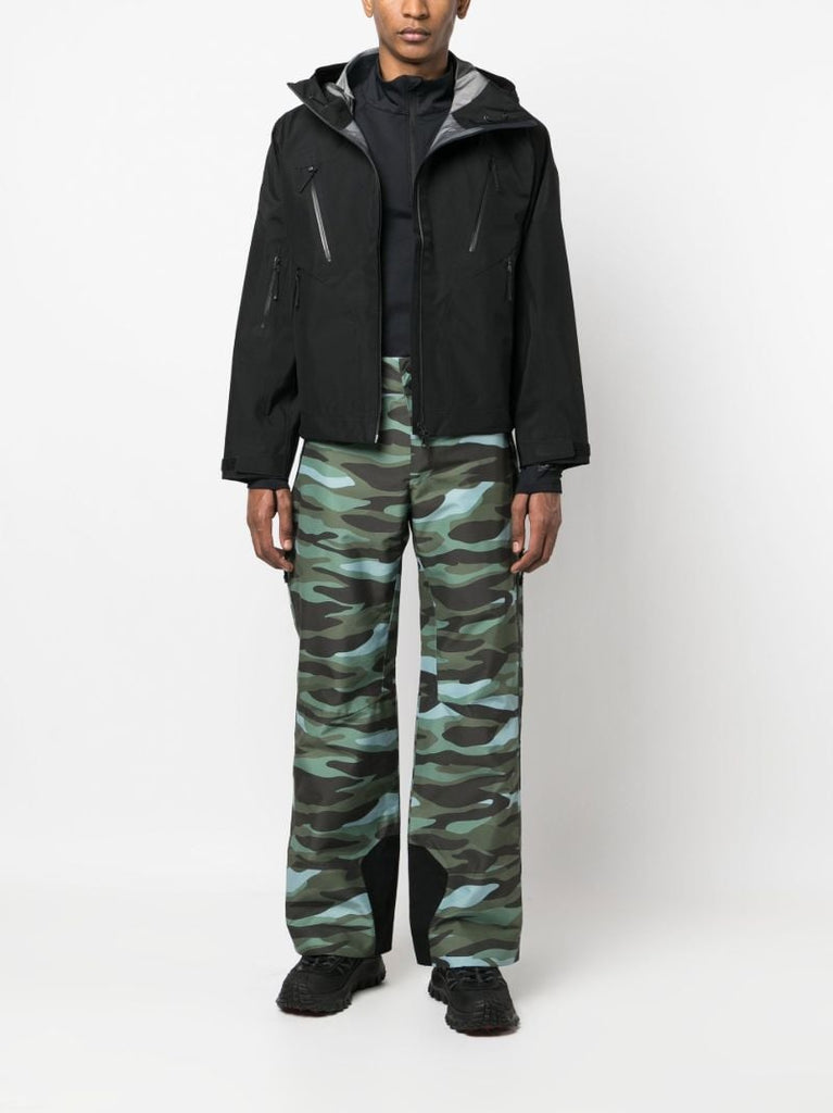 Green Sierra Camouflage Print Flared Ski Trousers