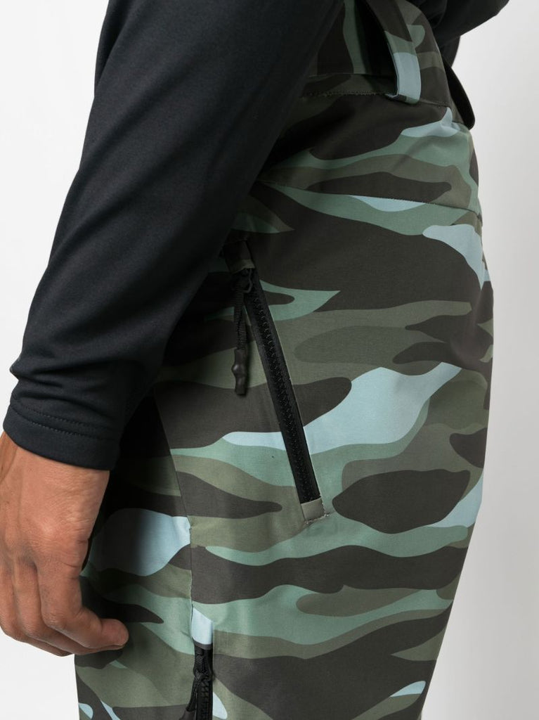 Green Sierra Camouflage Print Flared Ski Trousers