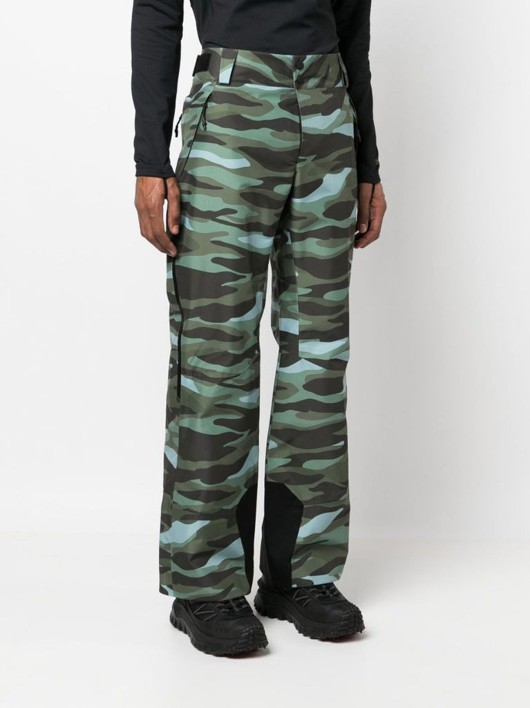 Green Sierra Camouflage Print Flared Ski Trousers